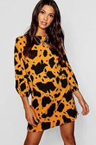 Boohoo Balloon Sleeve Cheetah Print Shift Dress