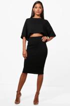 Boohoo Lexi Boxy Crop & Midi Skirt Co-ord Set Black