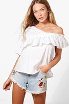 Boohoo Woven Frill One Shoulder Top