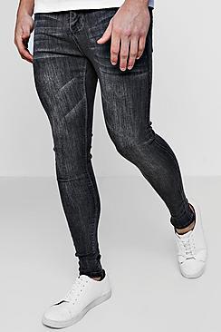 Boohoo Grey Wash Spray On Skinny Jeans