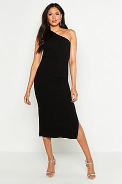 Boohoo Tall One Shoulder Split Detail Midi Dress