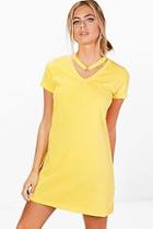 Boohoo Natalie Oversized T-shirt Dress With Choker