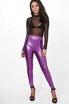 Boohoo Petite Roxanne Mermaid Metallic Festival Leggings