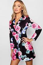 Boohoo Floral Double Breasted Blazer Dress