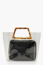 Boohoo Tortoiseshell Resin Handle Clear Bag