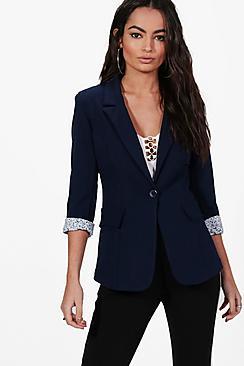 Boohoo Maria Floral Turn Up Cuff Tailored Blazer