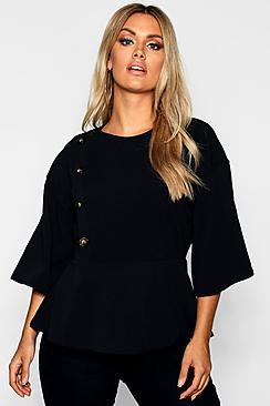 Boohoo Plus Button Detail Smock Top
