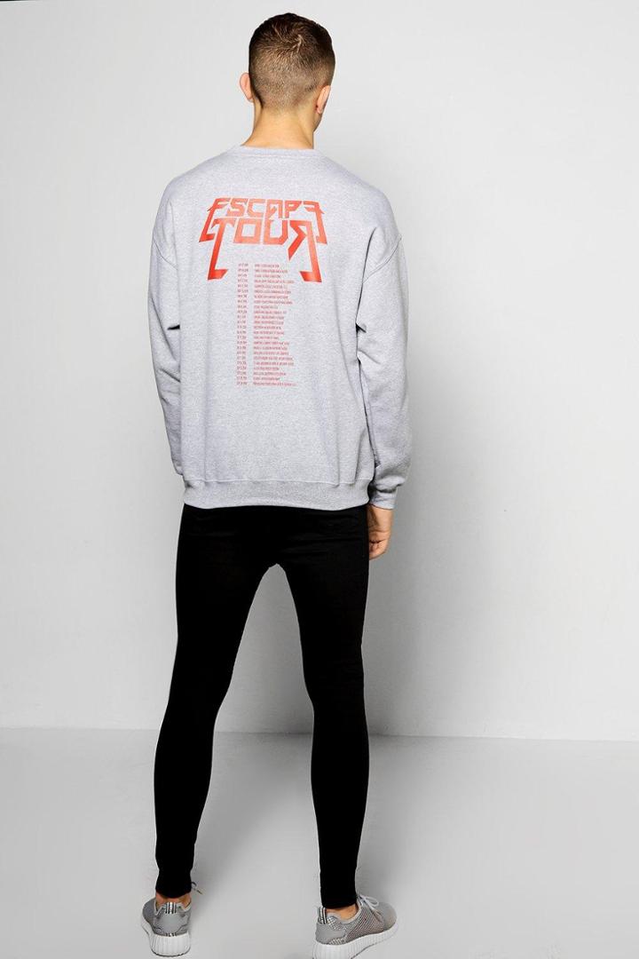 Boohoo Oversized Escape Tour Sweatshirt Grey