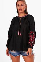 Boohoo Plus Casey Embroidered Boho Blouse