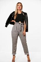 Boohoo Plus Becky Check Paperbag Tapered Trouser
