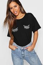 Boohoo Petite L'amour Eyelash T-shirt