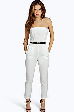 Boohoo Petite  Bandeau Tailored Jumpsuit