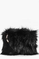 Boohoo Gracie Faux Fur Cross Body Bag Black