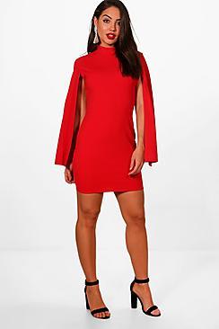 Boohoo Emi High Neck Split Sleeve Mini Dress