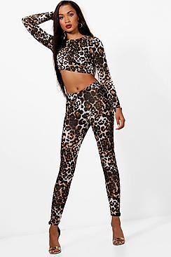 Boohoo Ana Halloween Cat Crop And Legging Set