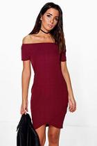 Boohoo Harper Ribbed Asymetric Bodycon Dress