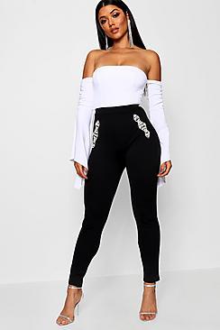 Boohoo Embellished Trim Cigarette Trouser
