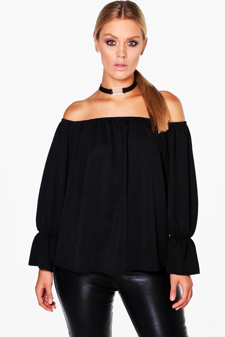 Boohoo Plus Liz Choker Detail Bandeau Top Black