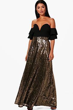 Boohoo Boutique Ruby Floor Sweeping Sequin Maxi Skirt