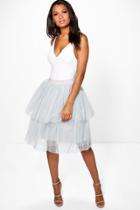 Boohoo Boutique Sofie Double Layer Tulle Skirt Grey