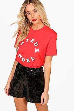 Boohoo Jade French Slogan Xmas T-shirt