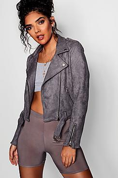 Boohoo Premium Vegan Suede Biker Jacket