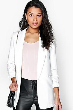 Boohoo Blythe Ruched Sleeve Blazer
