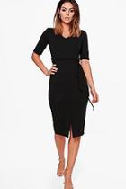 Boohoo Tamara Tie Waist V-neck Midi Dress