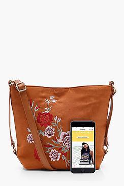 Boohoo Embroidered Bucket Cross Body