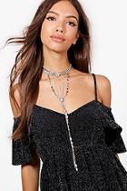 Boohoo Lucie Diamante And Plunge Choker