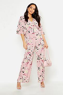 Boohoo Floral Batwing Jumpsuit