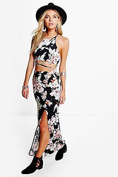 Boohoo Savannah Floral Strappy Maxi Dress