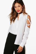 Boohoo Tillie Buckle Cold Shoulder Shirt