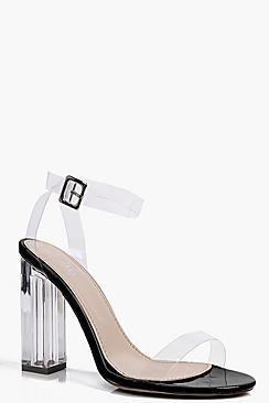 Boohoo Vanessa Clear Block Heel