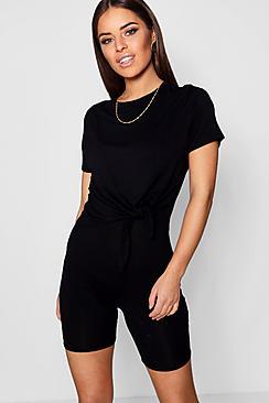 Boohoo Petite Annabella Short Sleeve Tie Front Tee