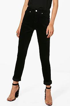 Boohoo Rizzo Black Velvet Skinny Jeans
