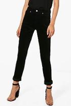 Boohoo Rizzo Black Velvet Skinny Jeans