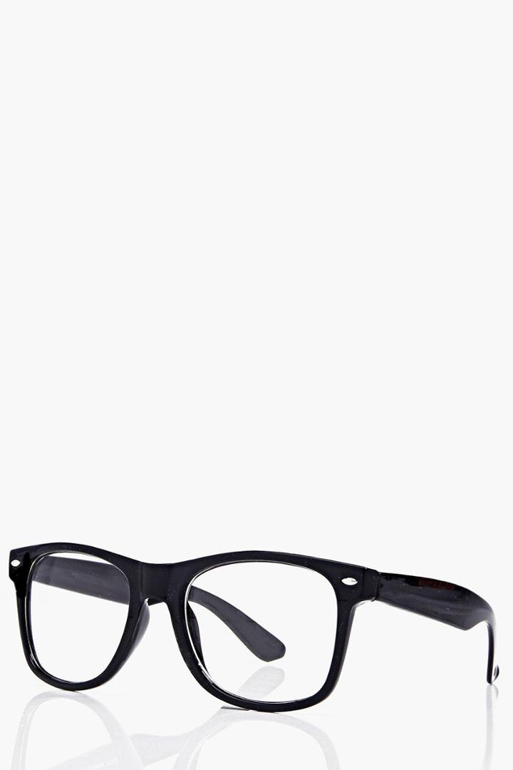 Boohoo Geek Clear Lens Glasses Black