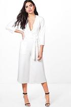 Boohoo Structured Culotte Tie Back Jumpsuit
