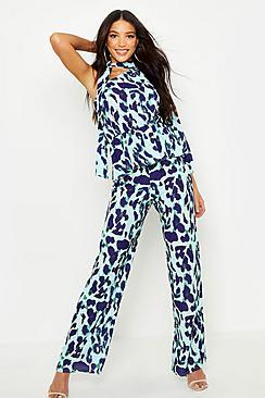 Boohoo Leopard Wide Leg Trouser