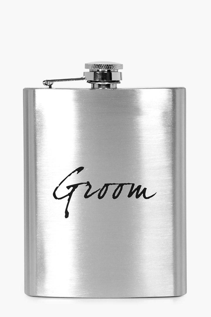 Boohoo Wedding Groom Hip Flask Silver