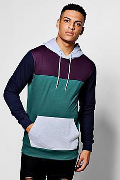 Boohoo Panelled Colour Block Hoodie
