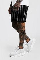 Boohoo Slim Fit Denim Shorts With Printed Stripe