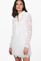 Boohoo Boutique Jacinta Lace Panelled Shirt Dress