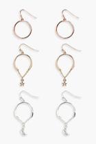 Boohoo Anna Mixed Metal And Charm Hoop Earring Set