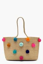 Boohoo Laila Multi Colour Pom Beach Bag