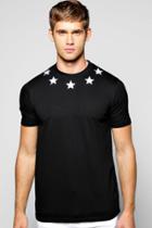 Boohoo Star Embroidered T Shirt Black