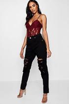Boohoo Sophie High Rise Distressed Mom Jeans