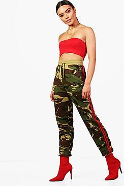 Boohoo Kayley Camo Side Stripe Sweat Joggers