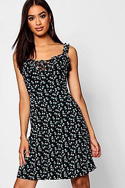 Boohoo Frill Strap Detail Floral Sundress